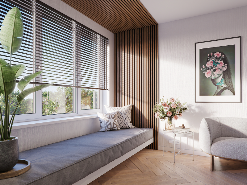 Lot 2 panneaux décoratifs noyer fond noir feutrine PET recyclé latte MDF - px 2m60x0m30 ép.17mm soit 0,78m²/px - Zoom2